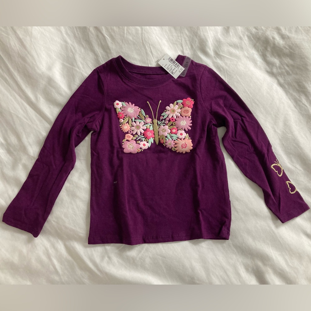 NWT The Children’s Place Toddler Girls Floral Butterfly Long-Sleeve Shirt